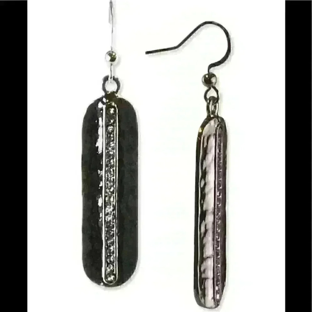 Charter Club new Silver Oval Drop w/ Pave Stones
